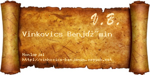 Vinkovics Benjámin névjegykártya